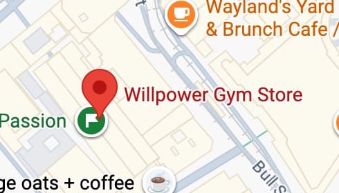 Map showing WillPower Store location at 13 Great Western Arcade, Birmingham city centre